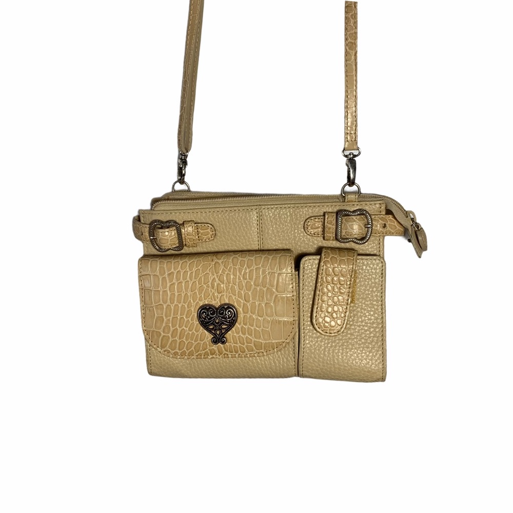 Brighton Leather Crossbody Wallet Organizer Tan
